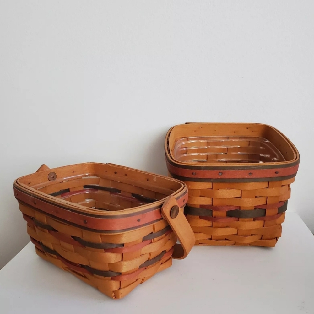 Longaberger Crisco Americana Celebration baskets Set Of 2 Plastic Inserts 1997-8